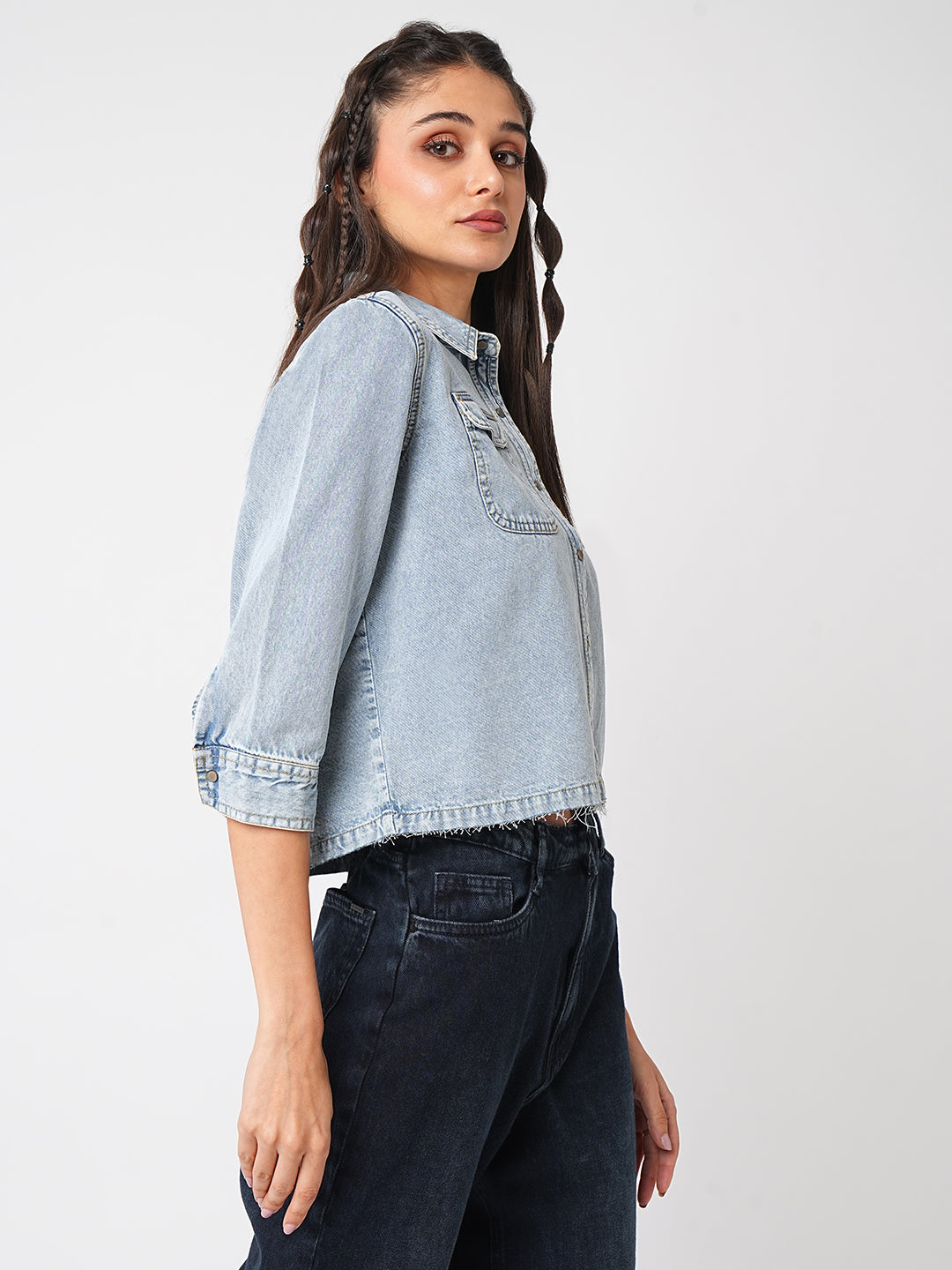 Women Light Blue Denim Shirt