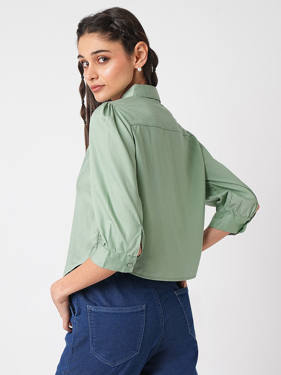 Women Mint Solid Shirt
