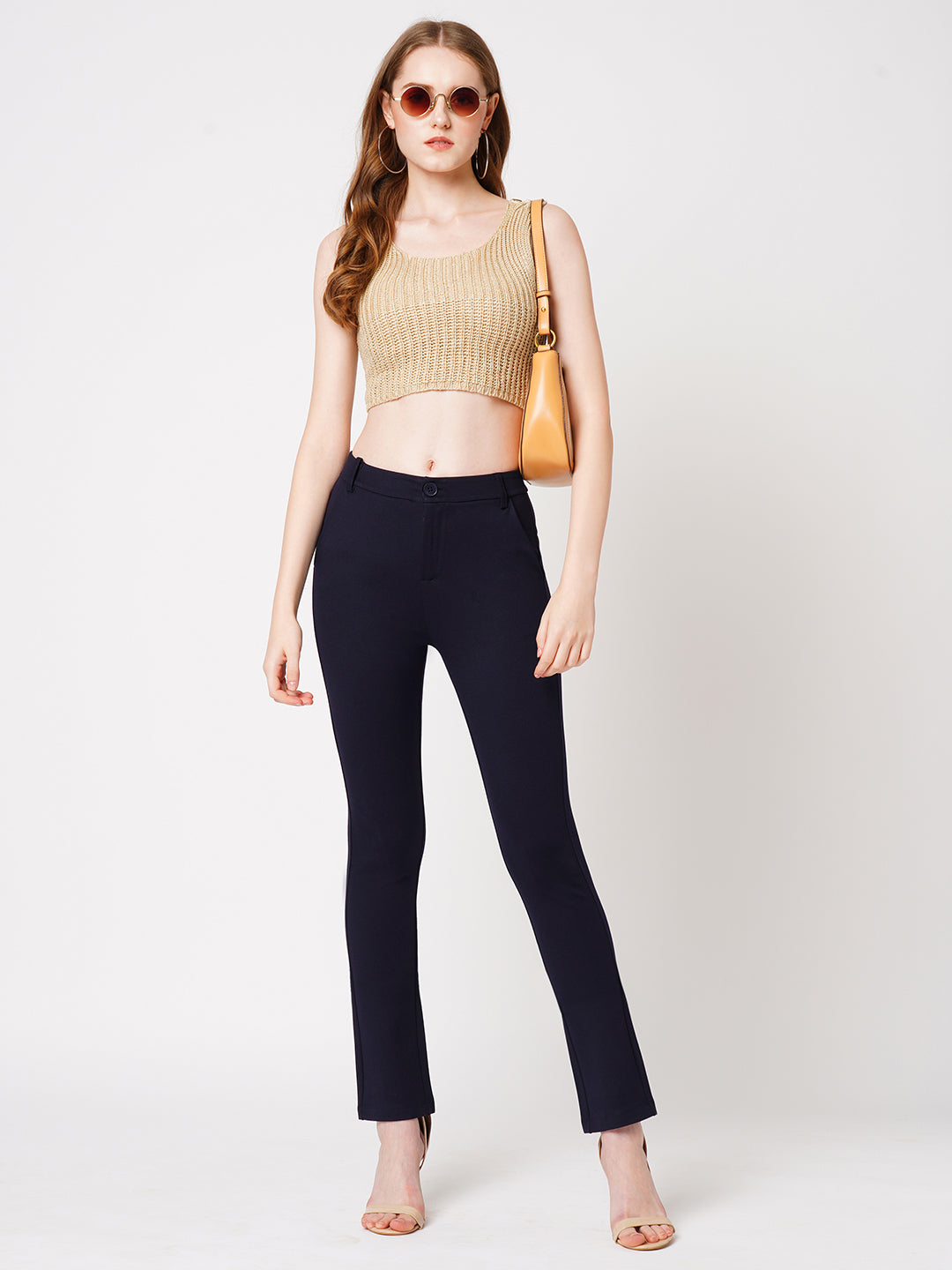 Women Navy High-Rise Skinny Treggings