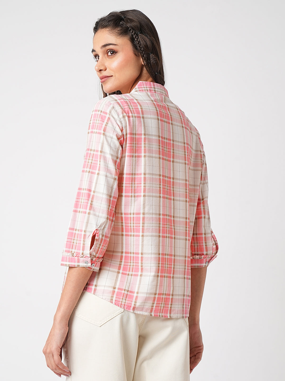 Women Dusty Pink Checks Shirt