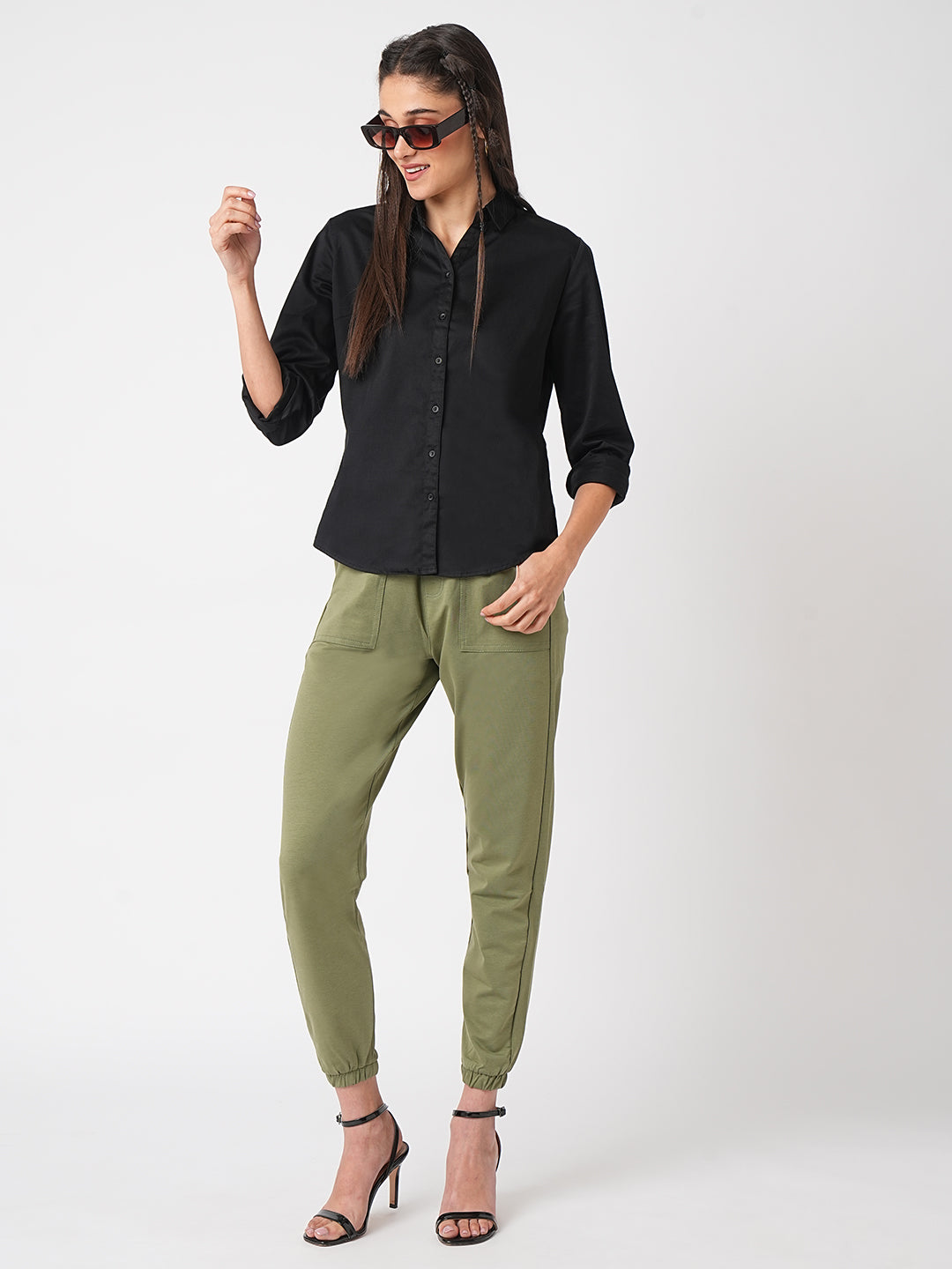 Women Solid Black Shirt