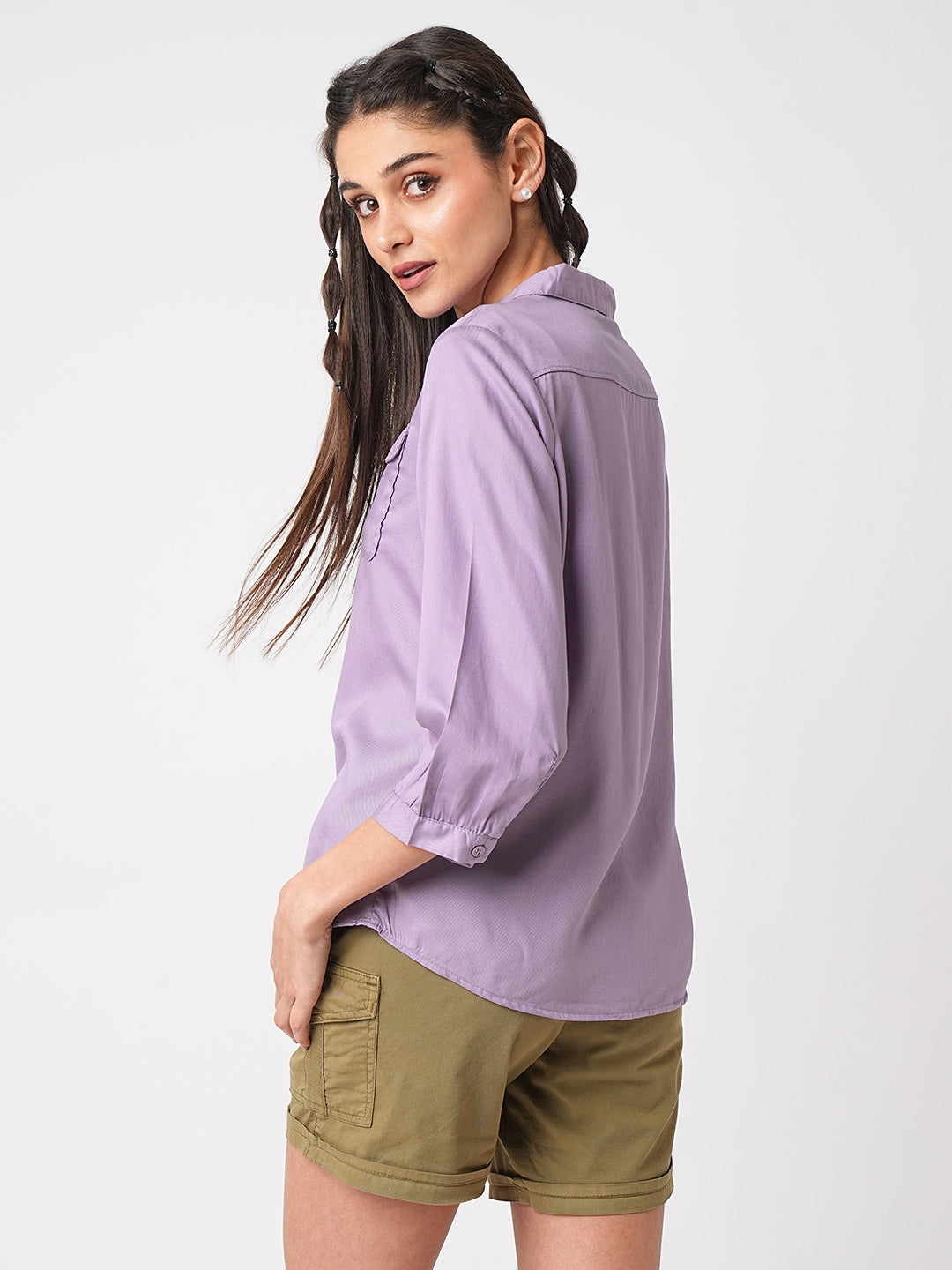 Women Mauve Solid Shirt