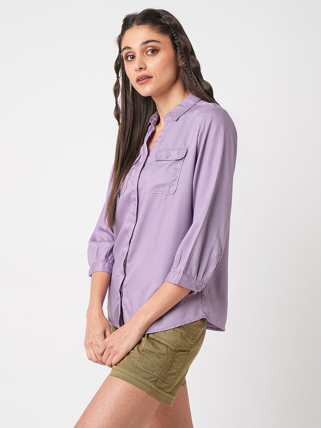 Women Mauve Solid Shirt