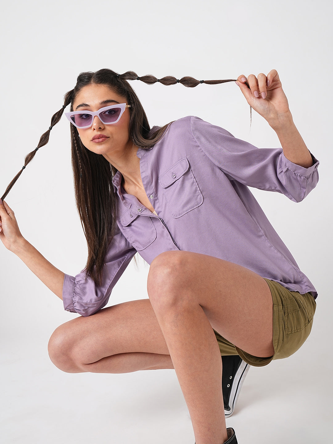 Women Mauve Solid Shirt