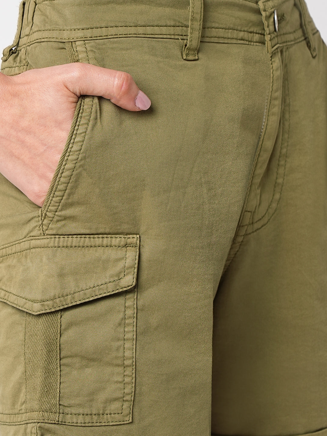 Women Olive High-Rise Slim Shorts