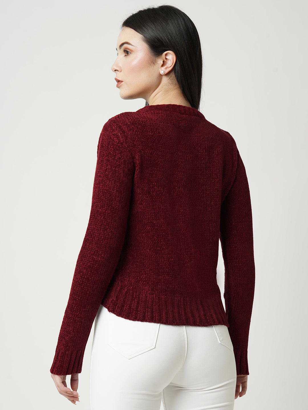 Women Jade Green Slim Sweater