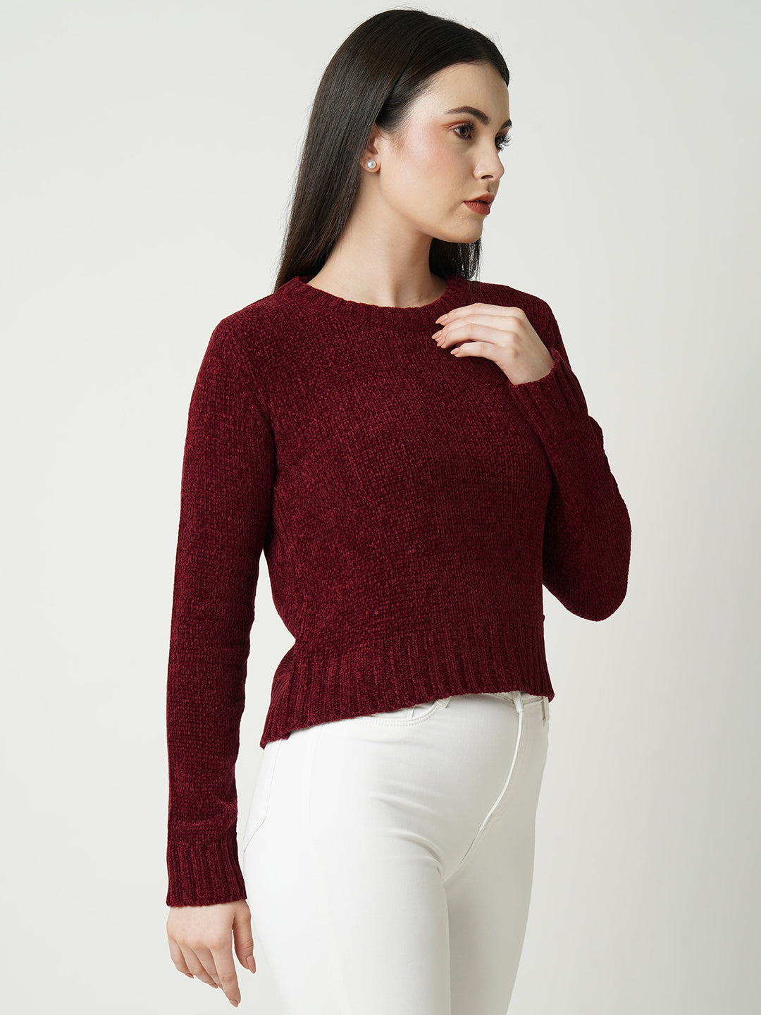 Women Jade Green Slim Sweater