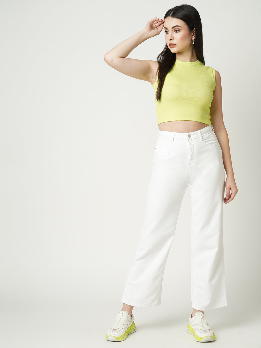 Women White High-Rise Wide Leg Jeans