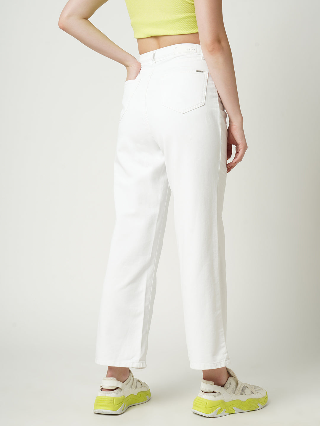 Women White High-Rise Wide Leg Jeans