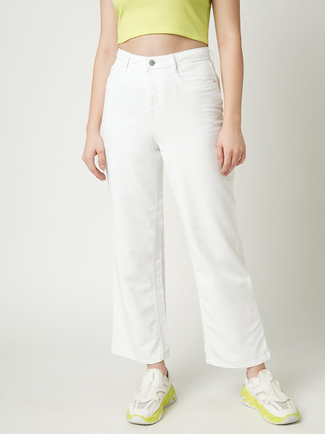 Women White High-Rise Wide Leg Jeans