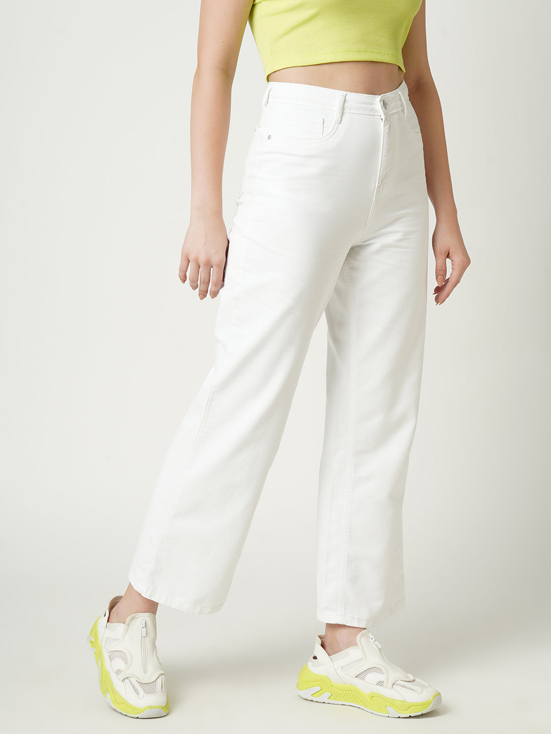 Women White High-Rise Wide Leg Jeans