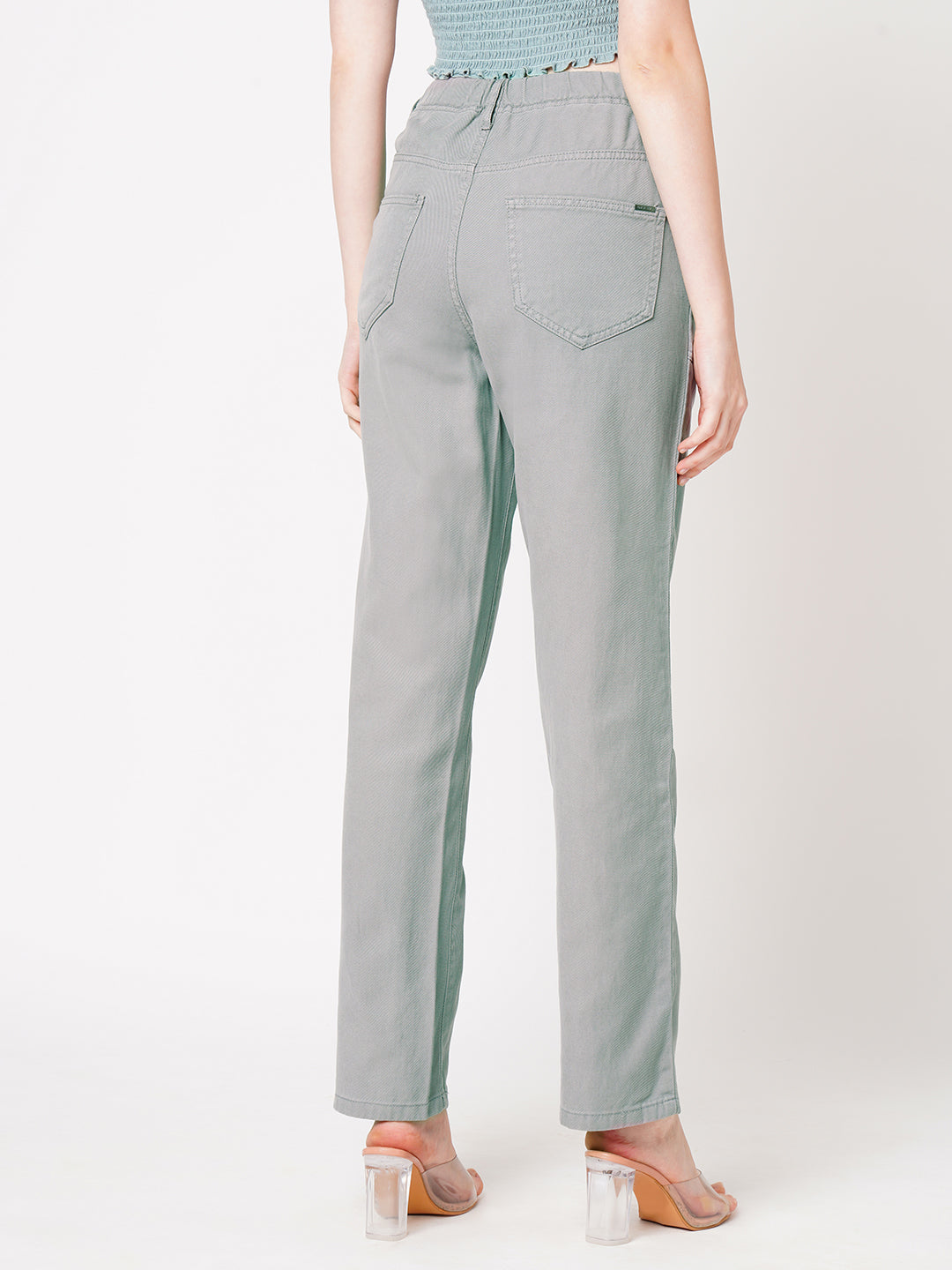 Women Grey High-Rise Straight Fit Jeans