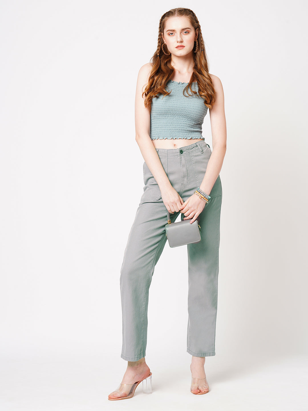 Women Grey High-Rise Straight Fit Jeans