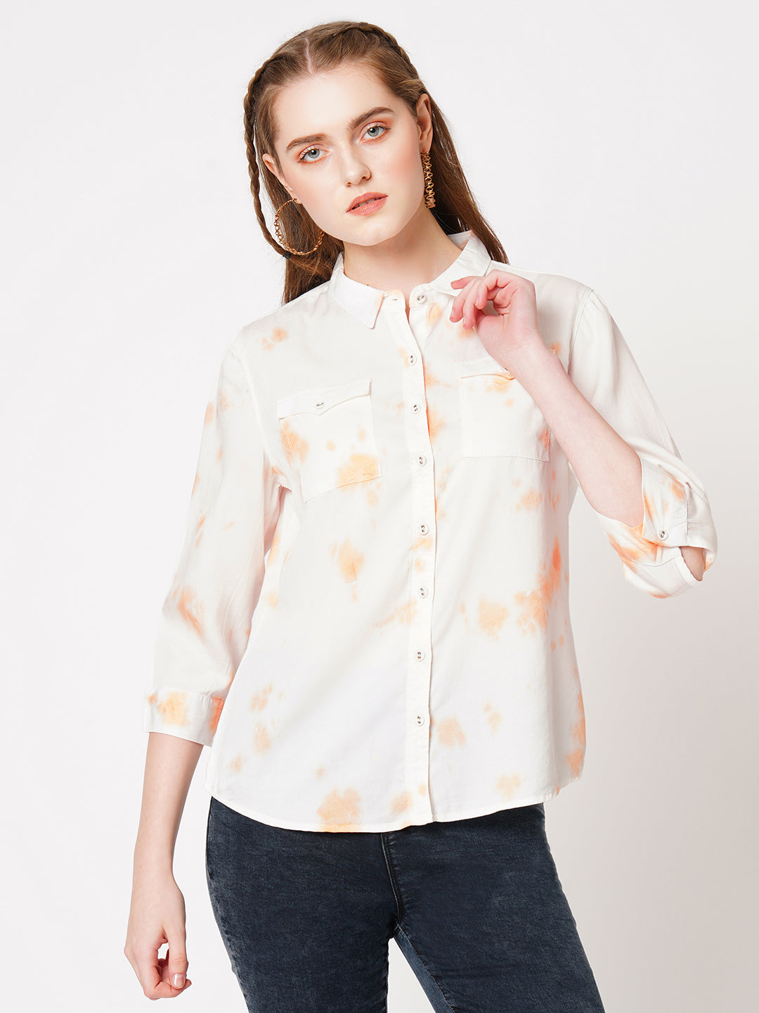 Women Peach Fuzz Tie-Dye Shirt