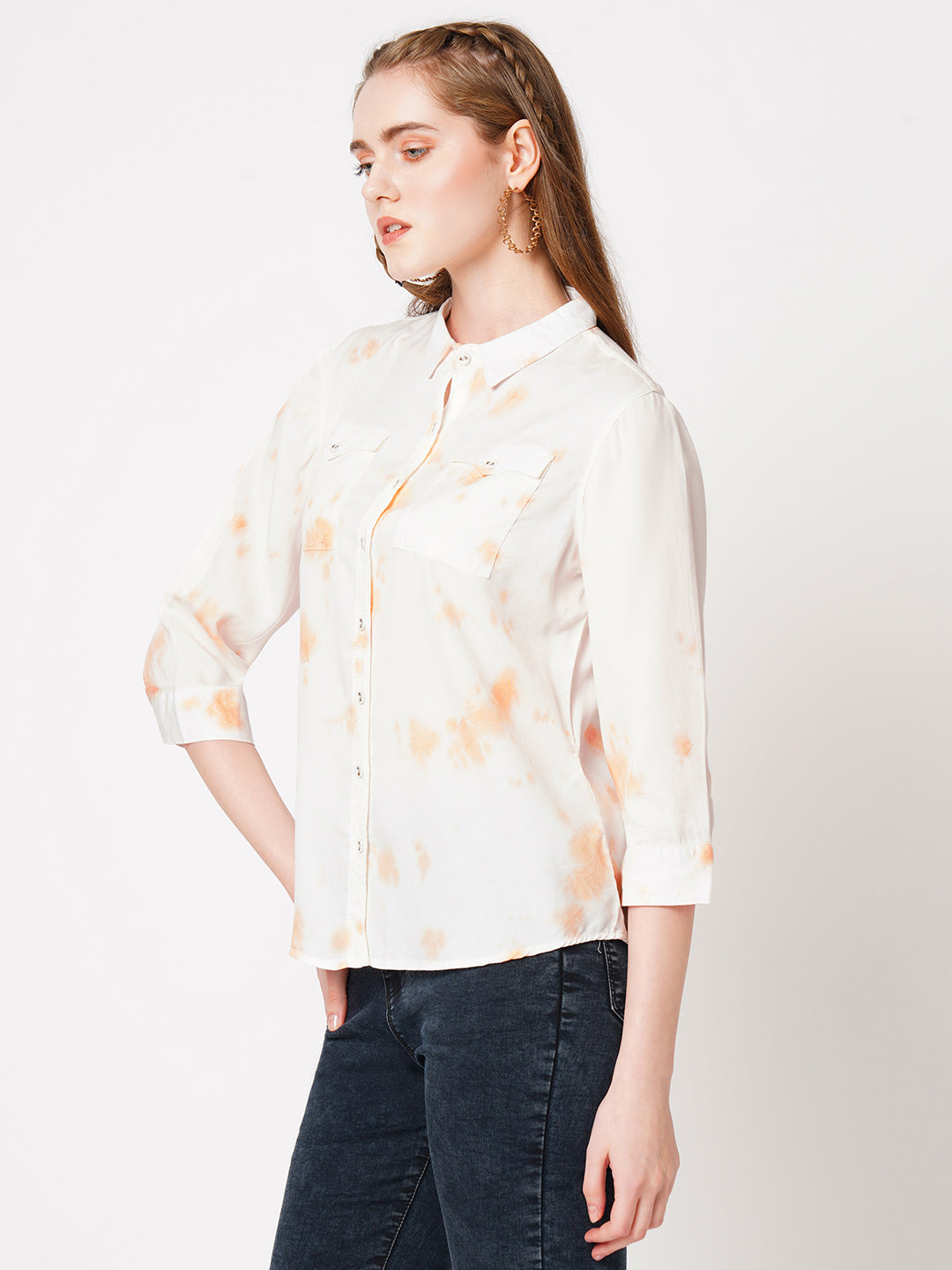 Women Peach Fuzz Tie-Dye Shirt
