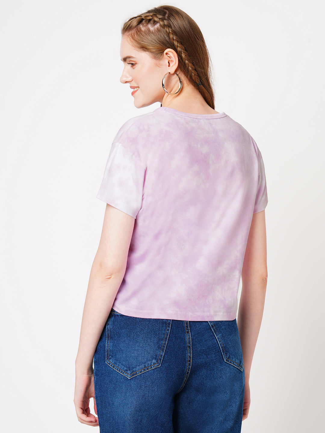Women Lilac Tie & Dye Graphic Slim Tees