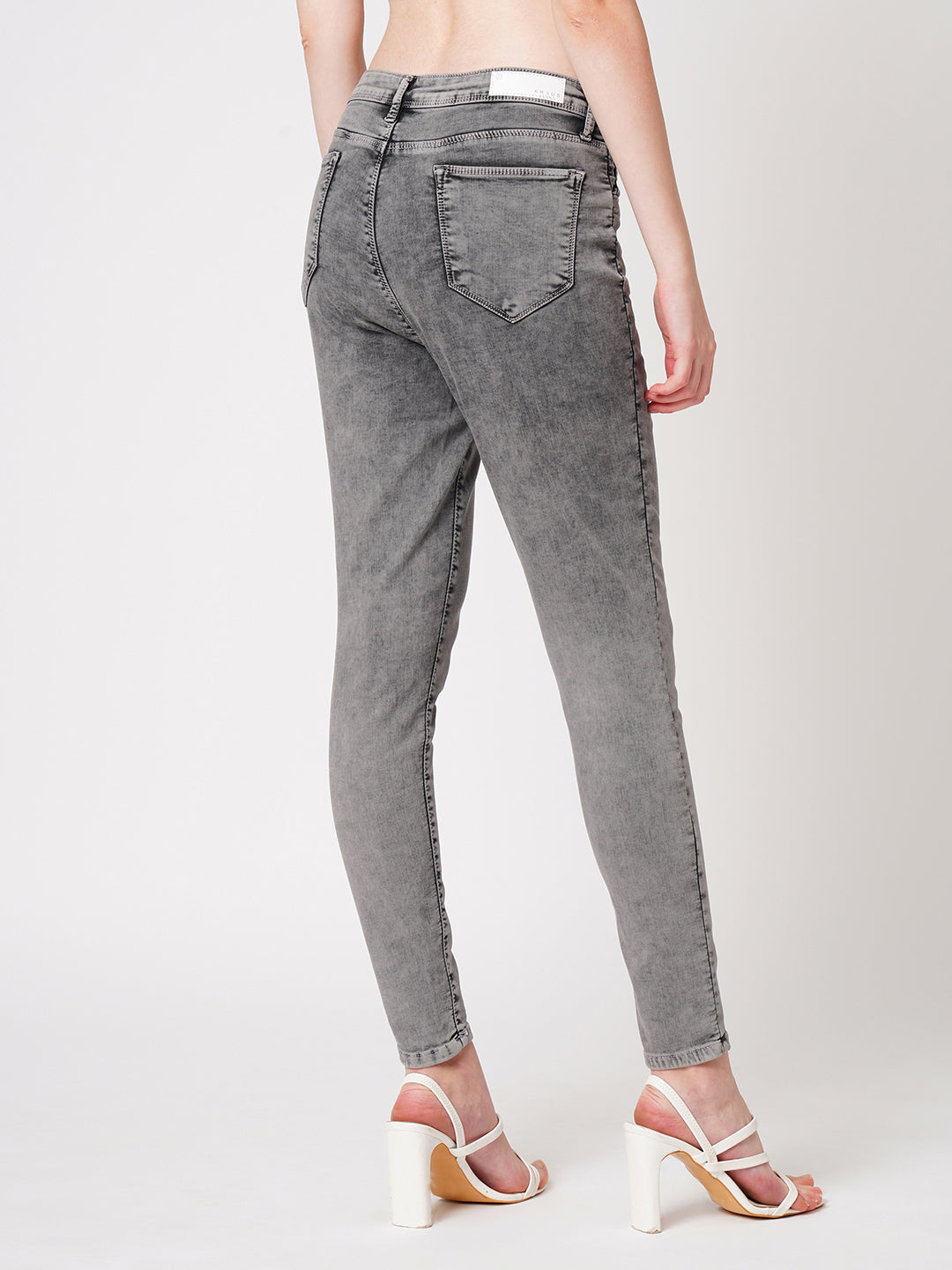 Women Grey High-Rise Skinny Jeans