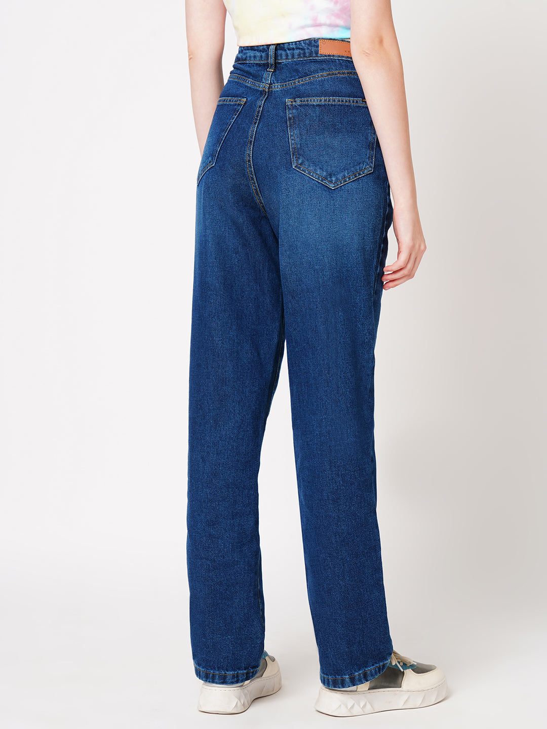Women Blue High-Rise Straight Fit Jeans