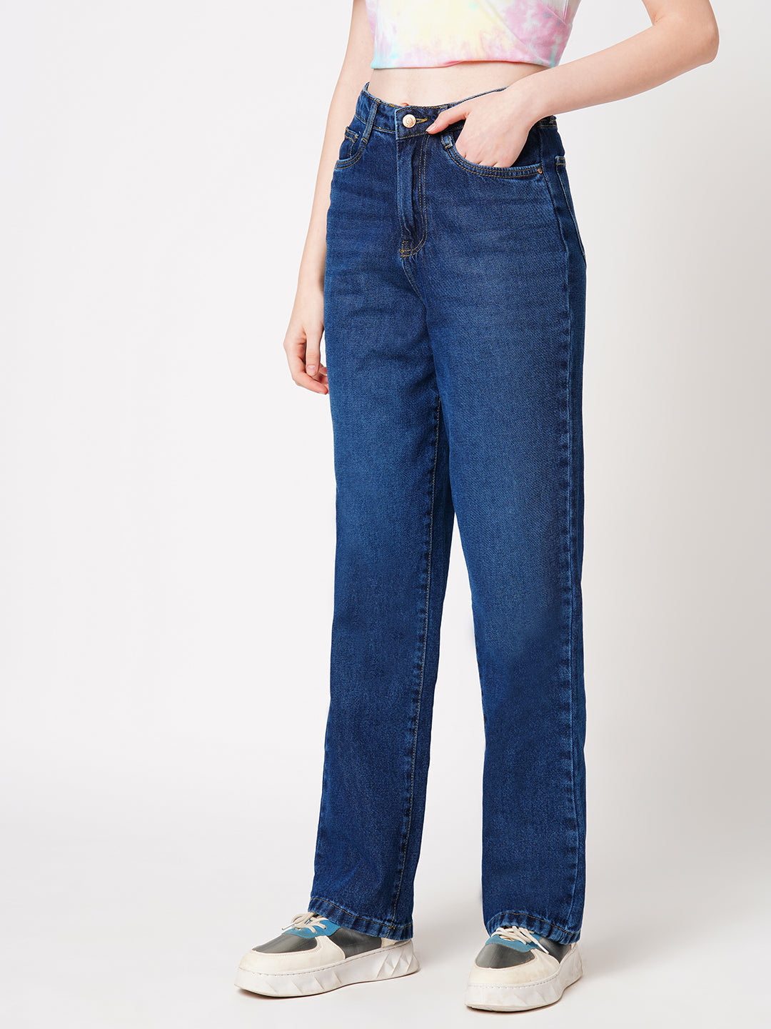 Women High-Rise Loose Straight Jeans