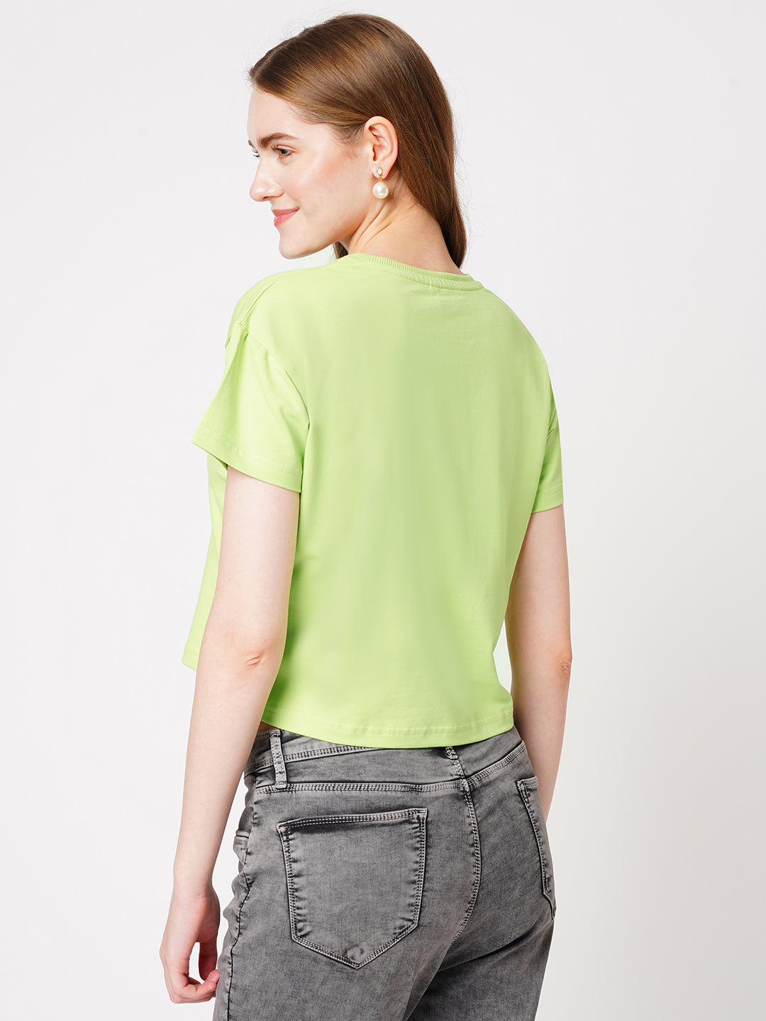 Women Slim Fit Leafy Printed Athleisure Top