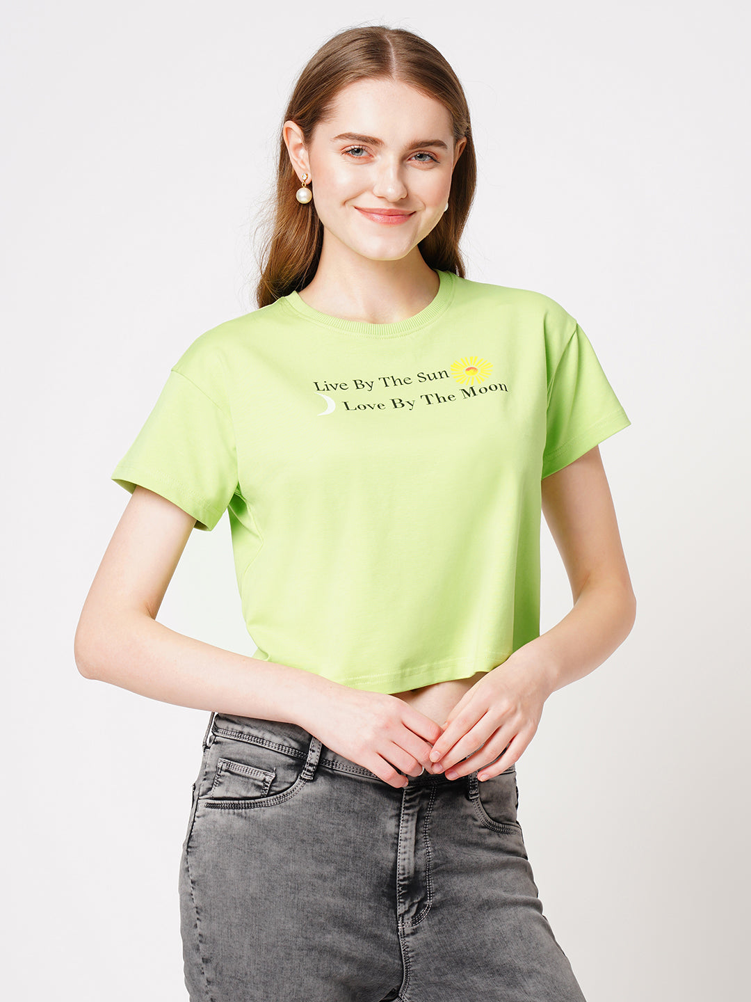 Women Slim Fit Leafy Printed Athleisure Top
