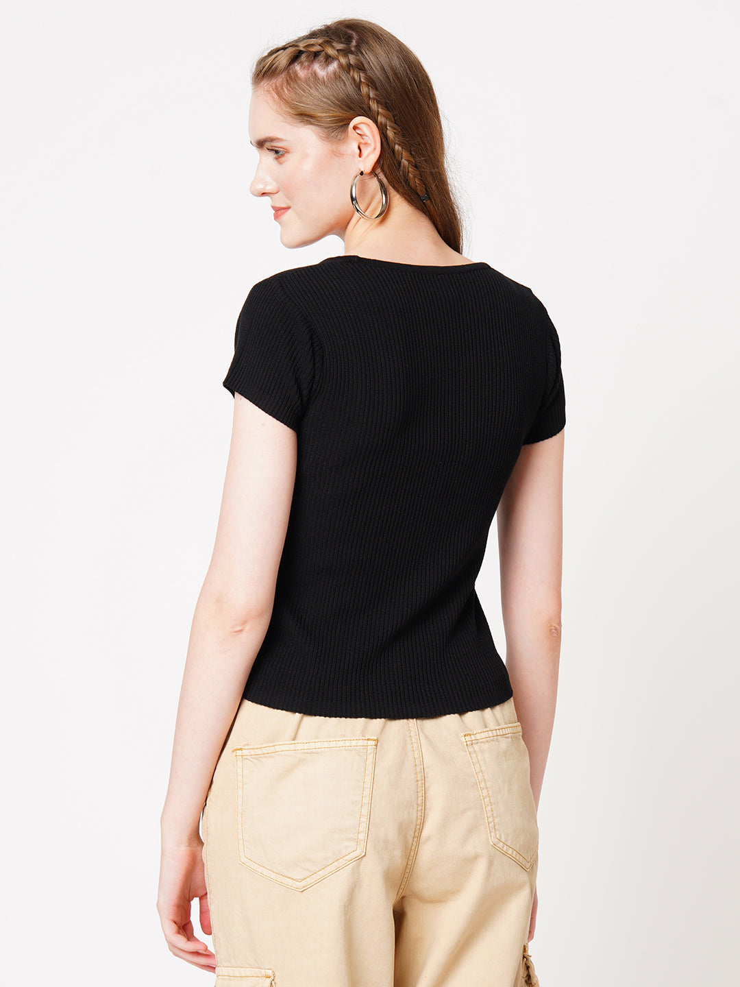 Women Black Flat Knit Top