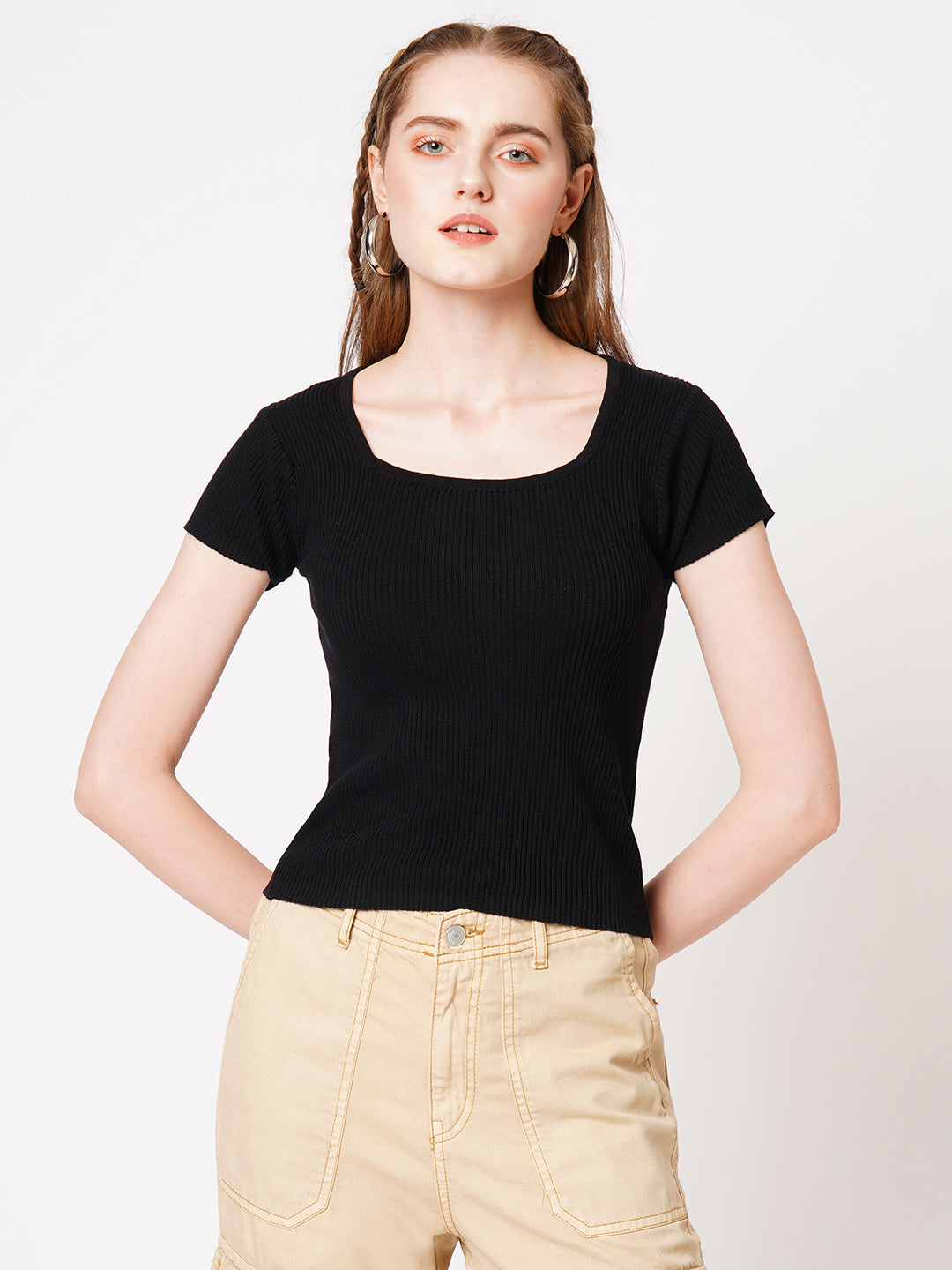 Women Black Flat Knit Top