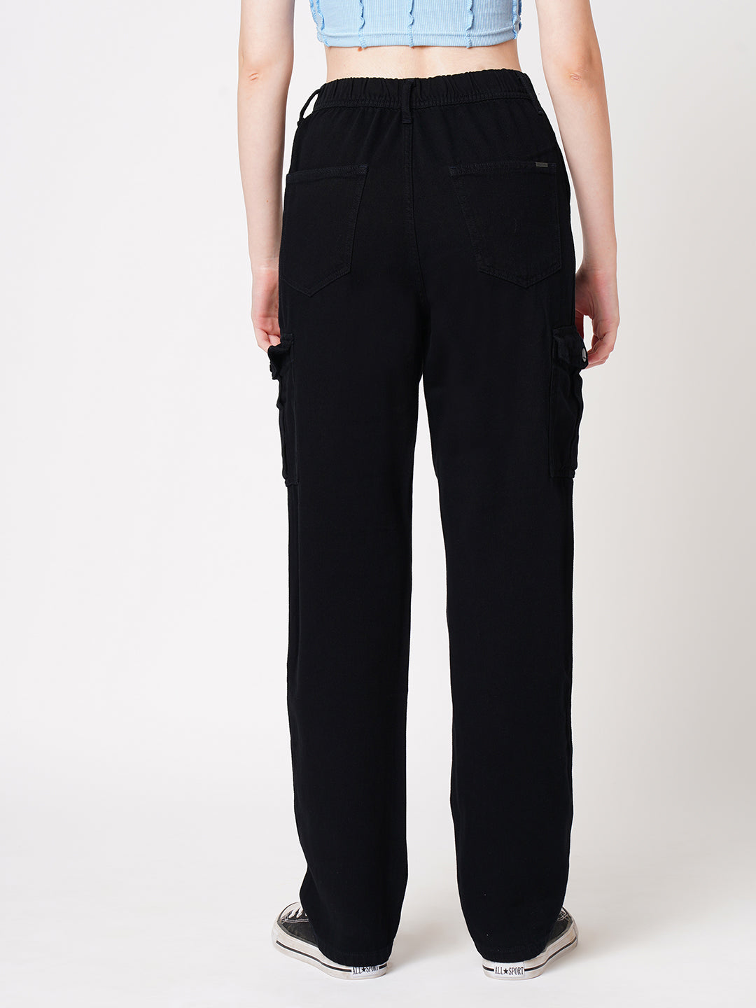 Women High-Rise Plain Cotton Cargo