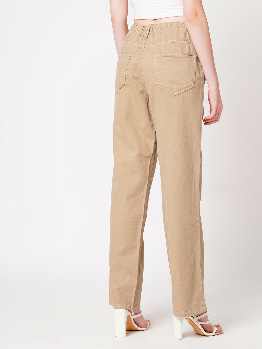 Women Light Brown High-Rise Straight Fit Jeans