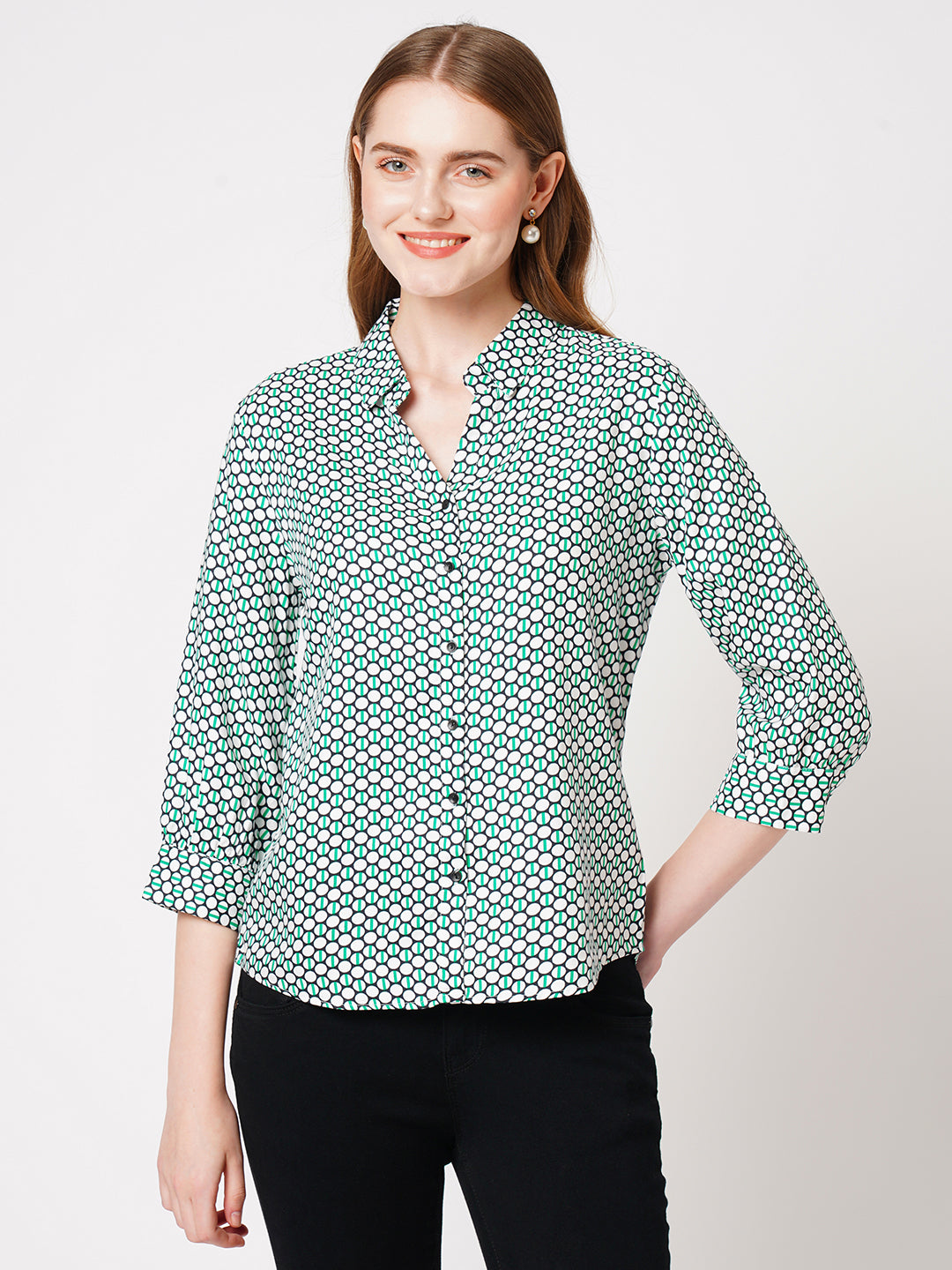 Women Geometric Print Shirt