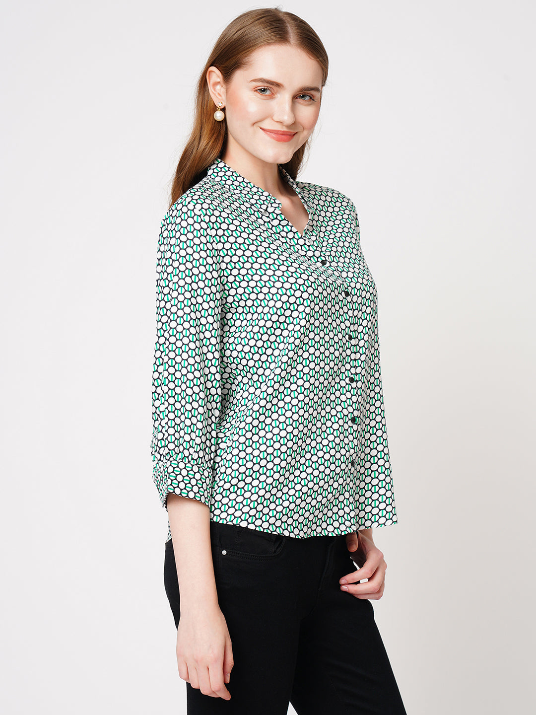 Women Geometric Print Shirt
