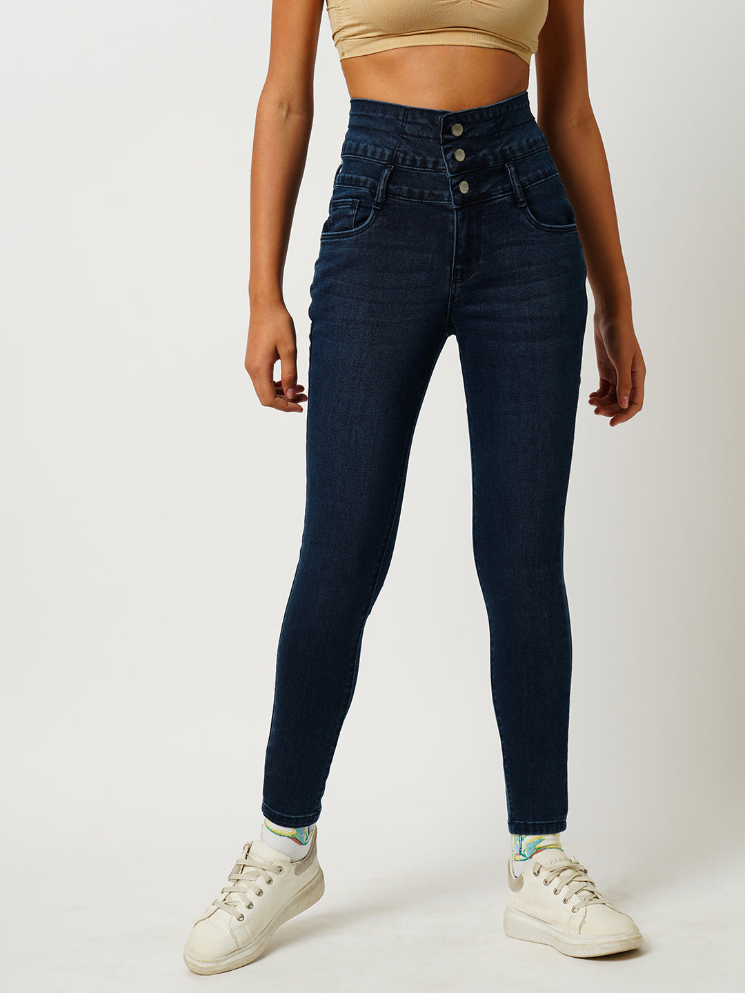 Women Dark Blue Super High-Rise Super Skinny Jeans