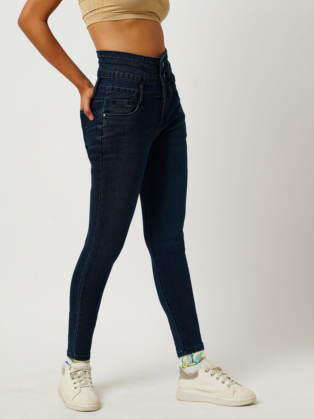 Women Dark Blue Super High-Rise Super Skinny Jeans