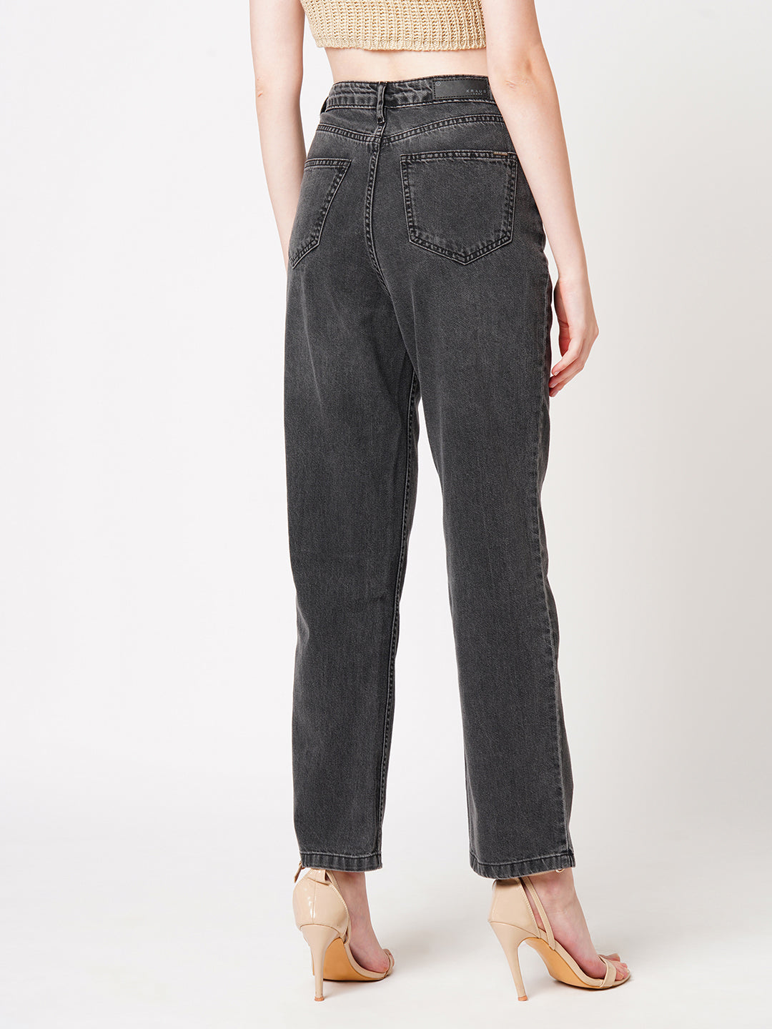 Women Grey High-Rise Relax Straight Jeans