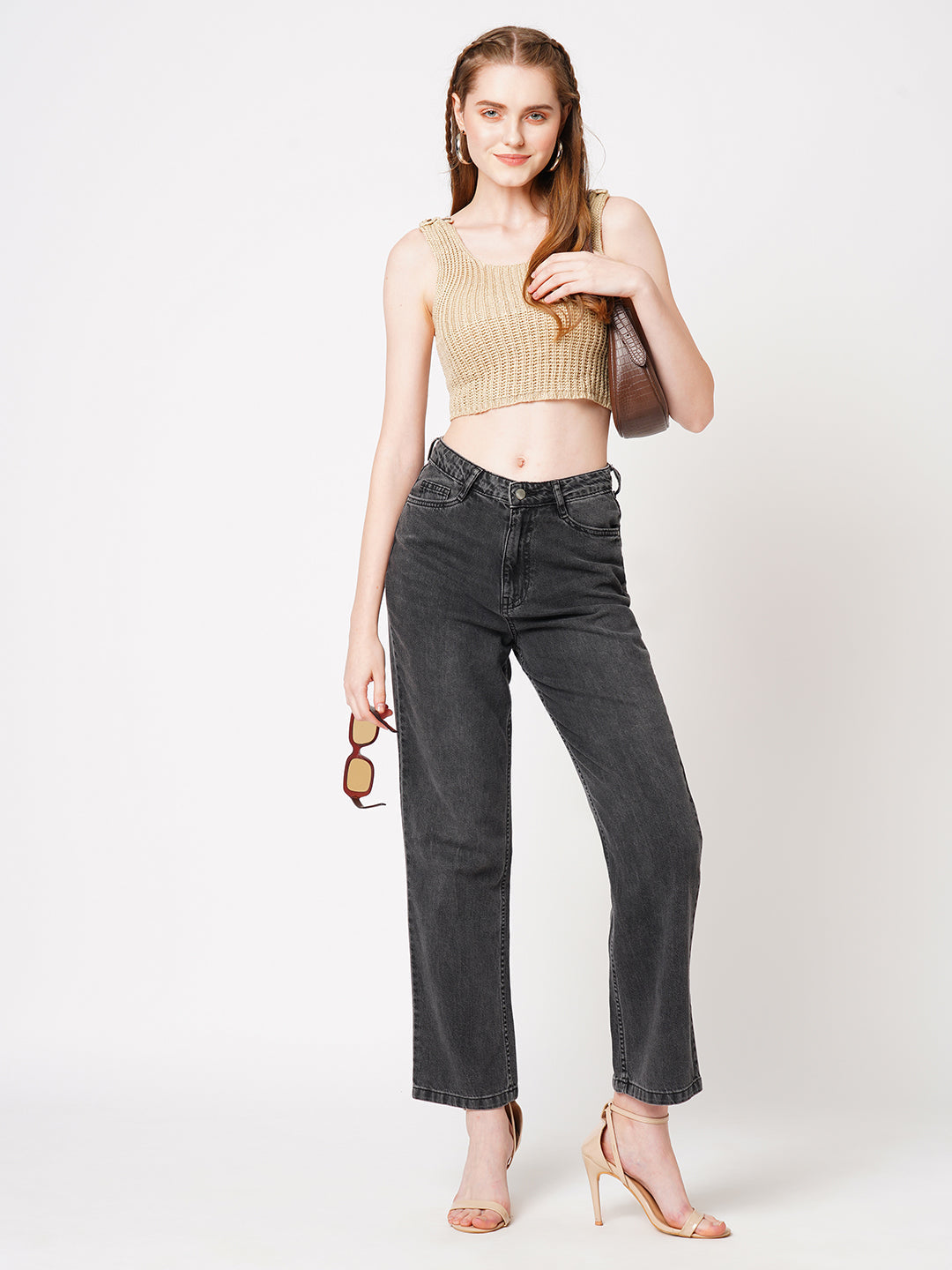 Women Grey High-Rise Relax Straight Jeans