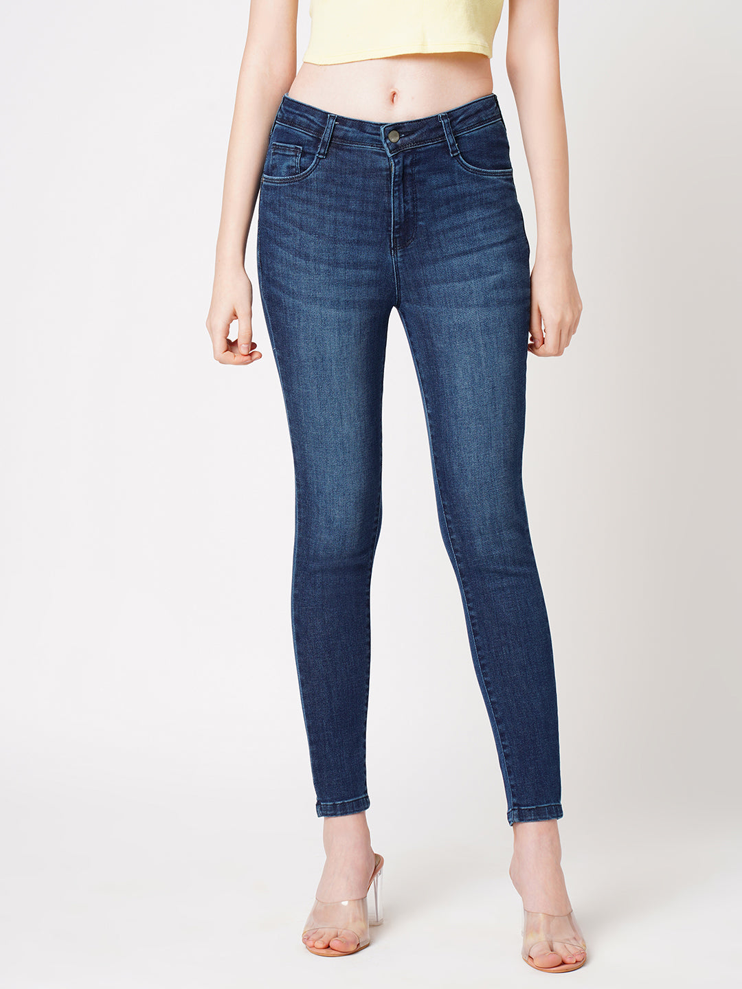 Women Dark Blue High-Rise Skinny Jeans