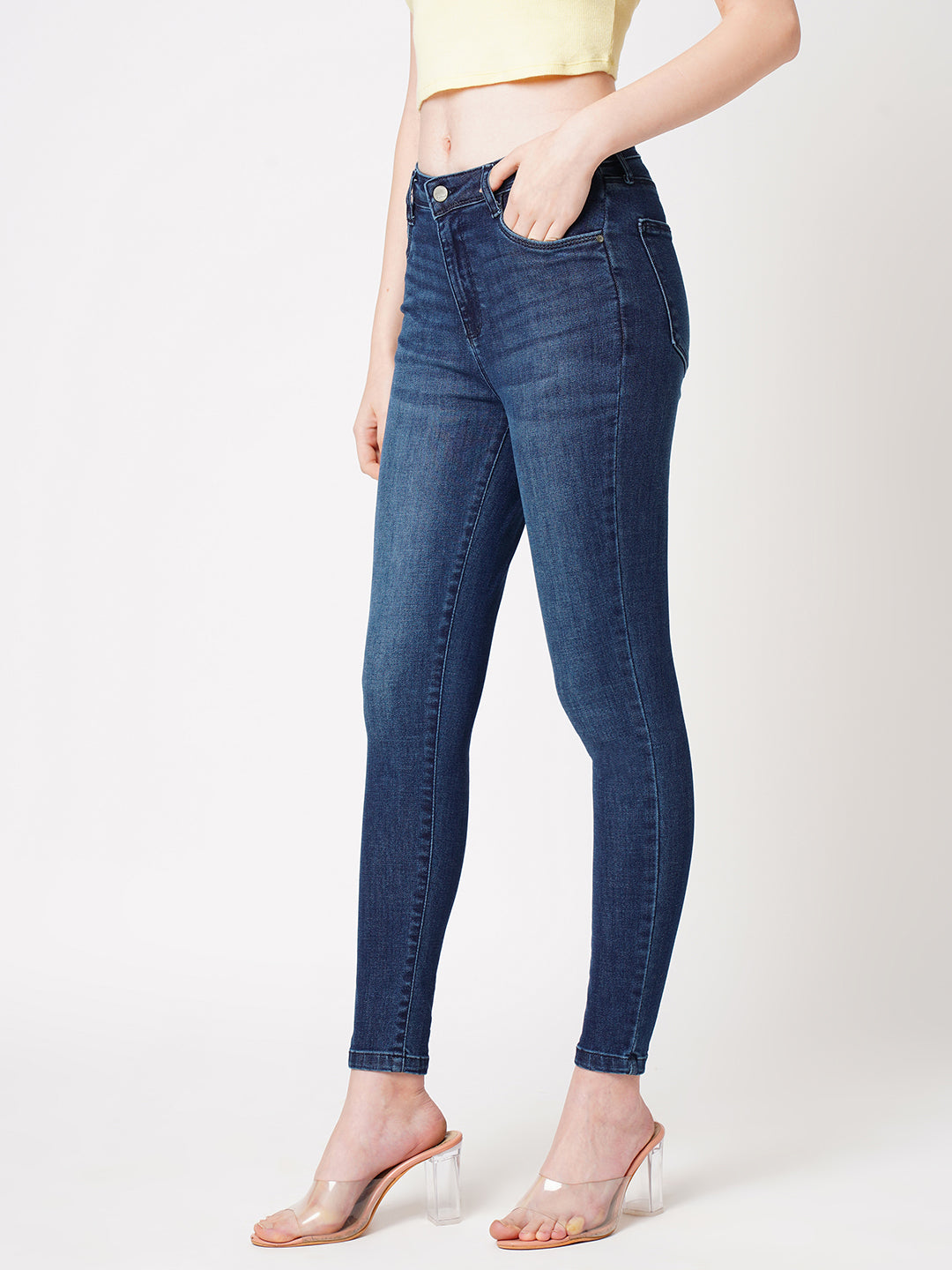 Women Dark Blue High-Rise Skinny Jeans