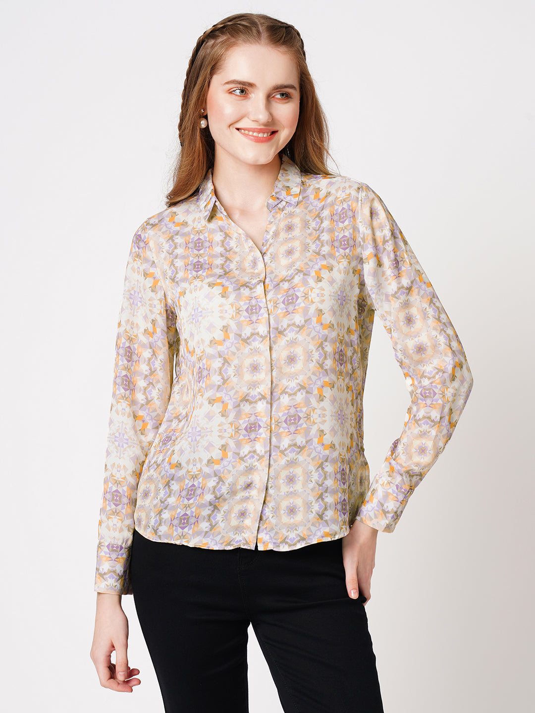 Women Kaleidoscope Printed Slim Fit Shirt