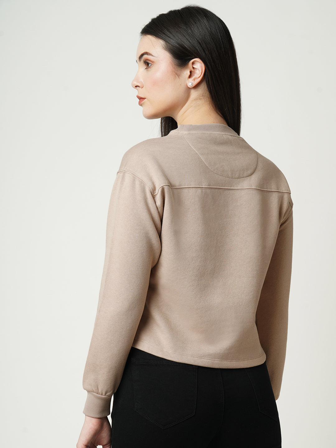 Women Beige Printed Sweatshirt