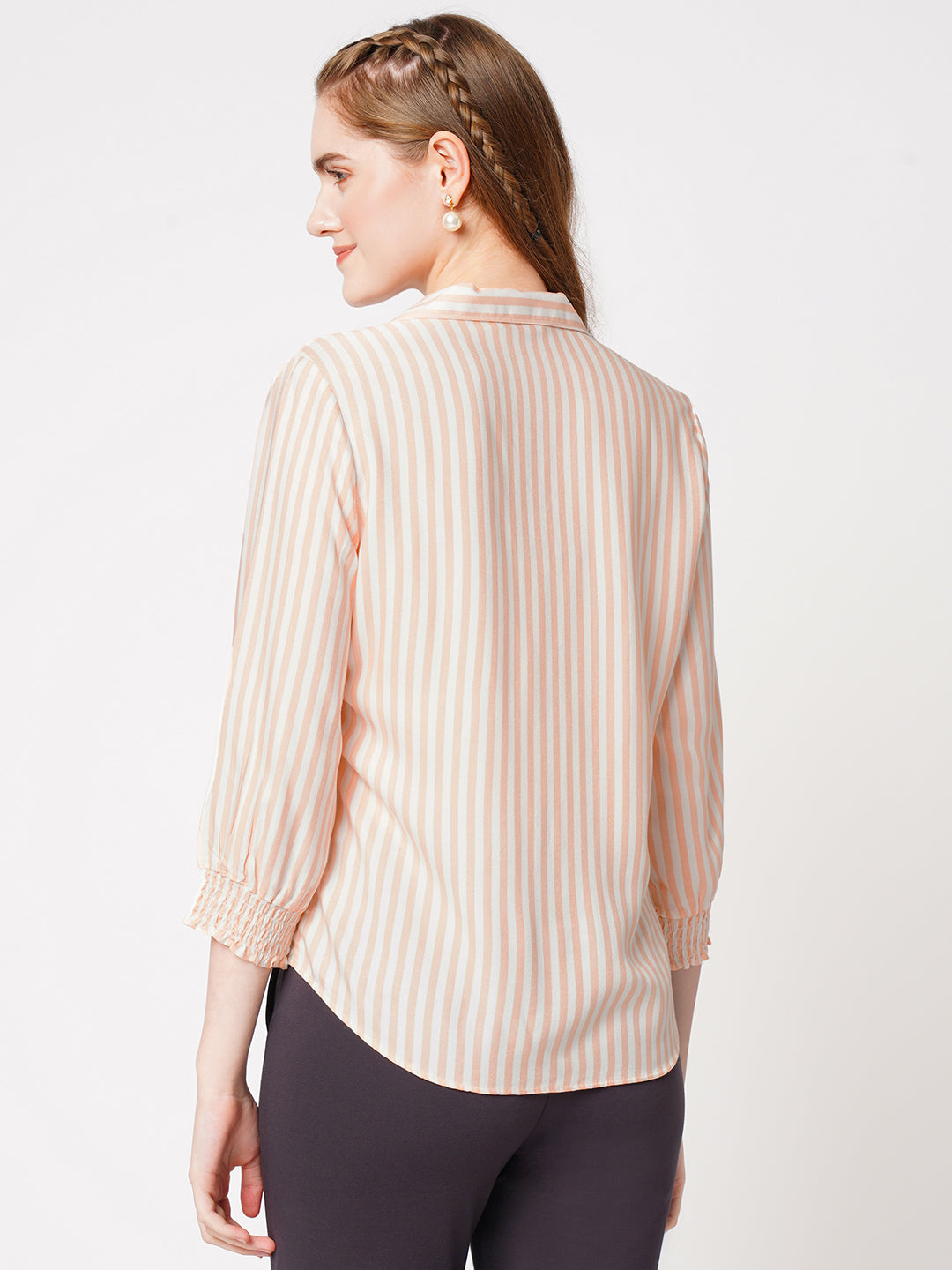 Women Peach Fuzz Stripes Shirt