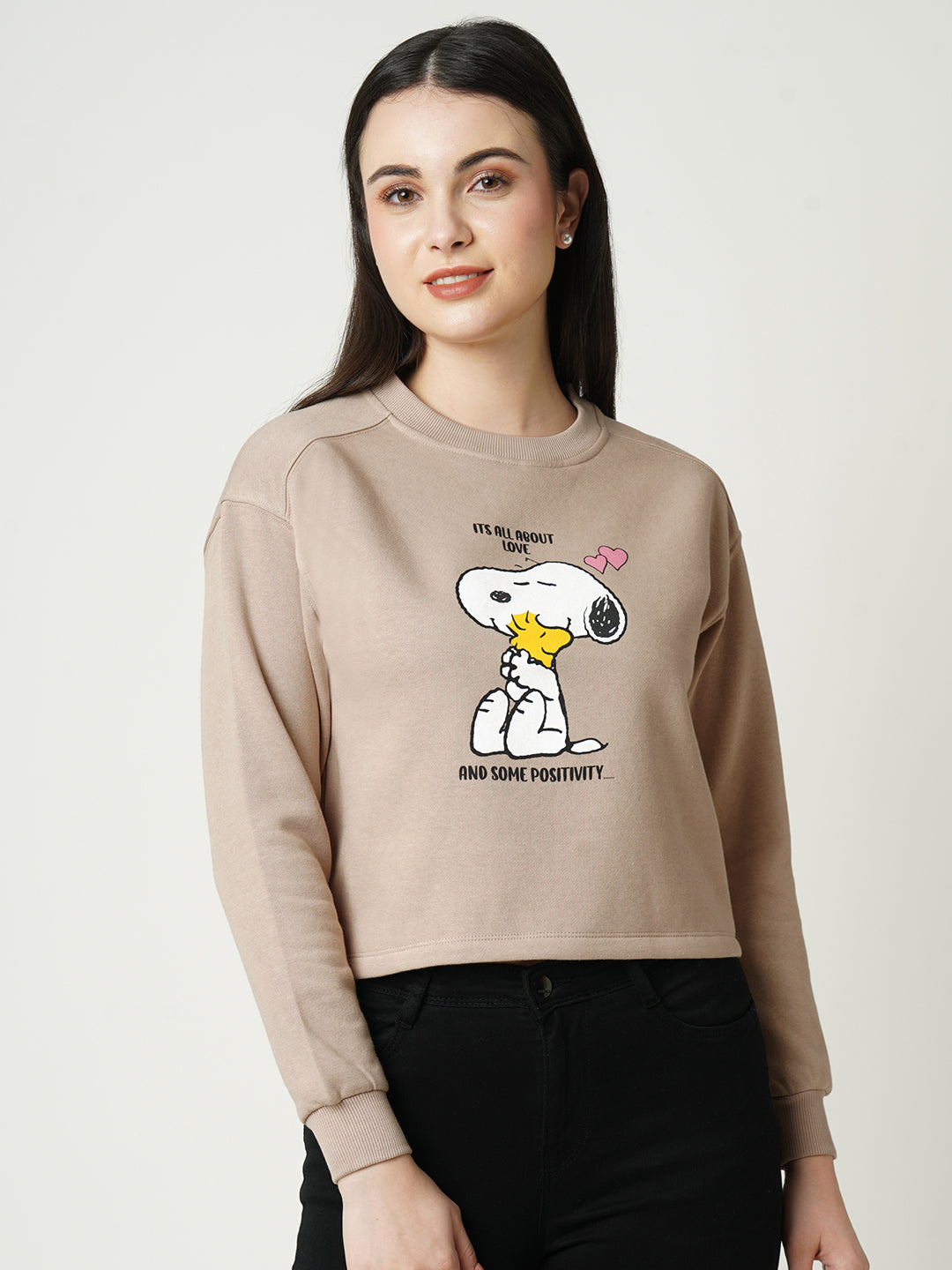 Women Beige Printed Sweatshirt