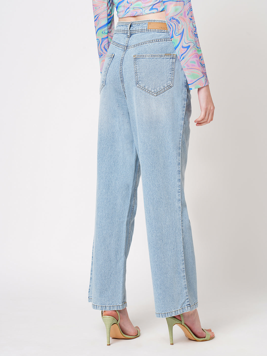 Women Blue High-Rise Wide Leg Jeans