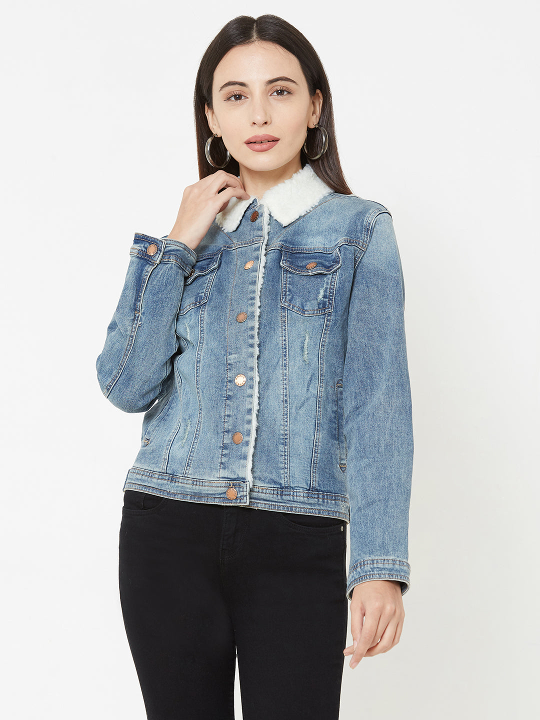 Women Blue Denim Jacket