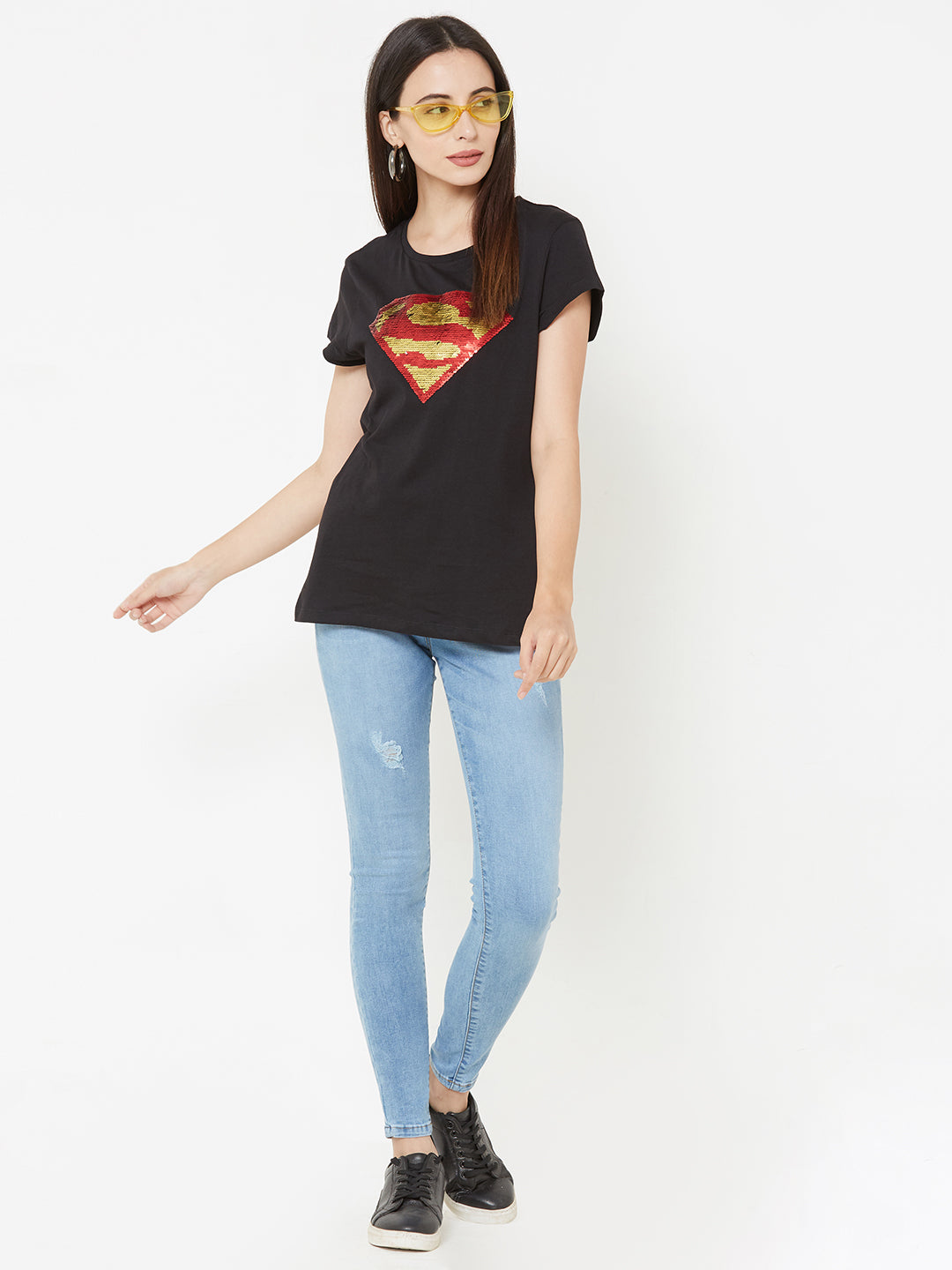 Women Black Slim T-Shirt