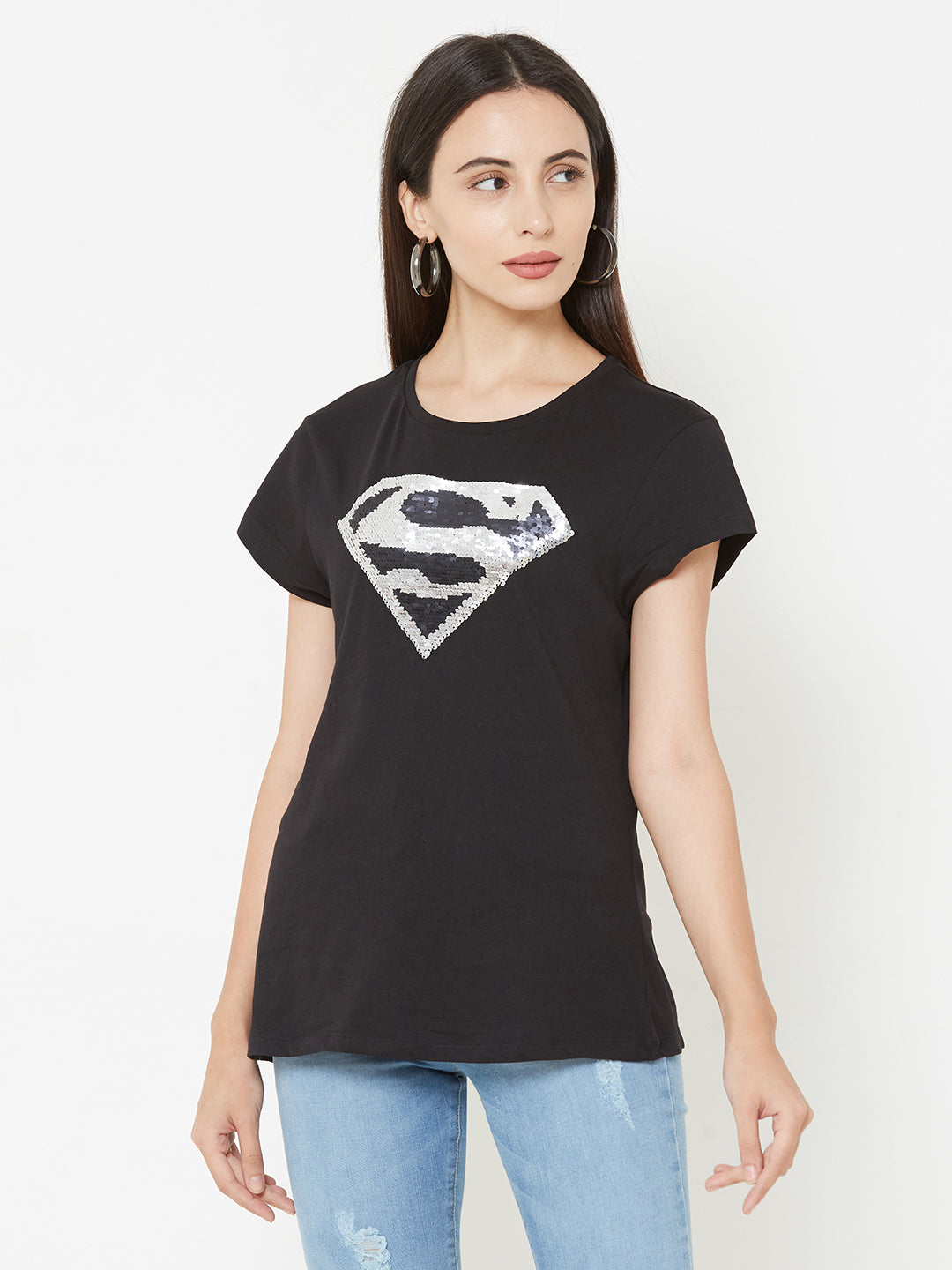 Women Black Slim T-Shirt