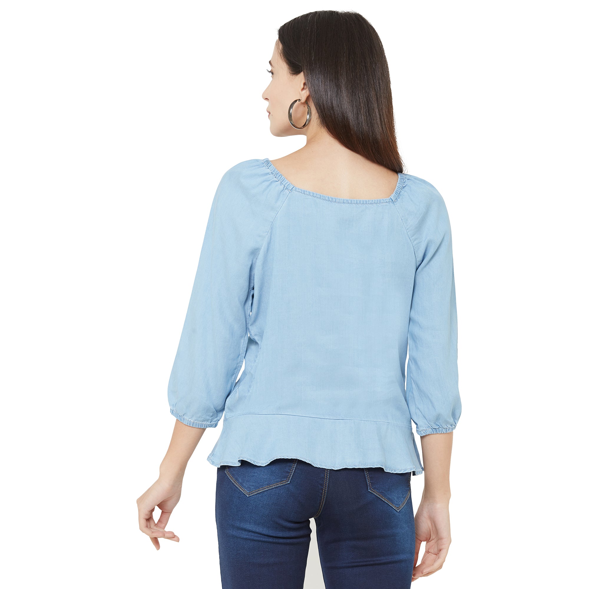 Women Light Blue Denim Top