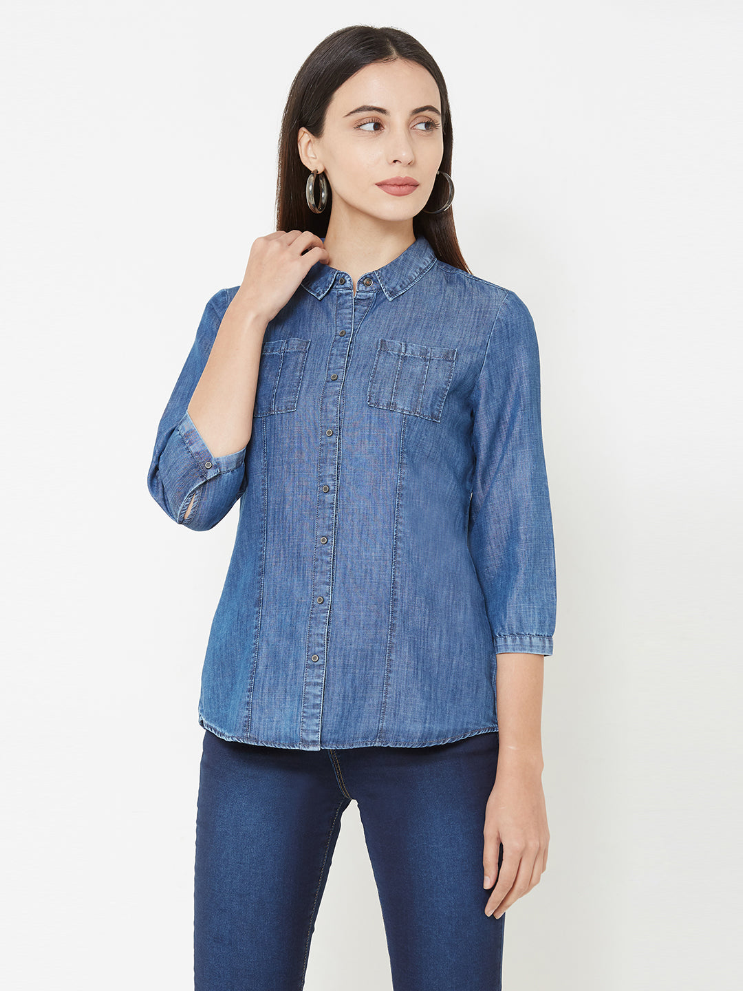 Women Blue Denim Shirt