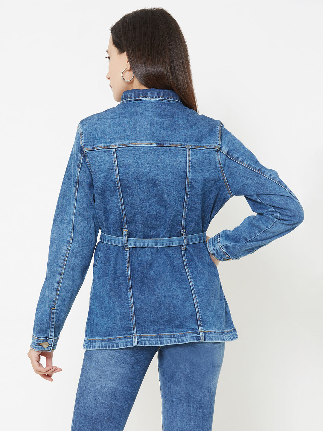 Women Blue Slim Jackets