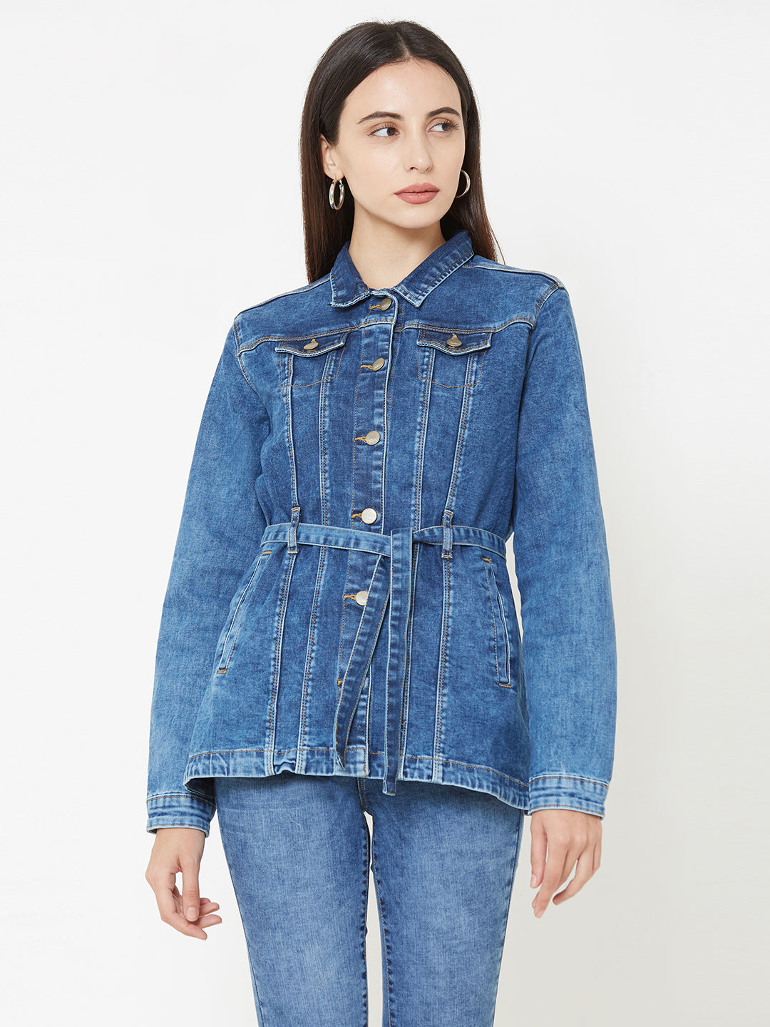 Women Blue Slim Jackets