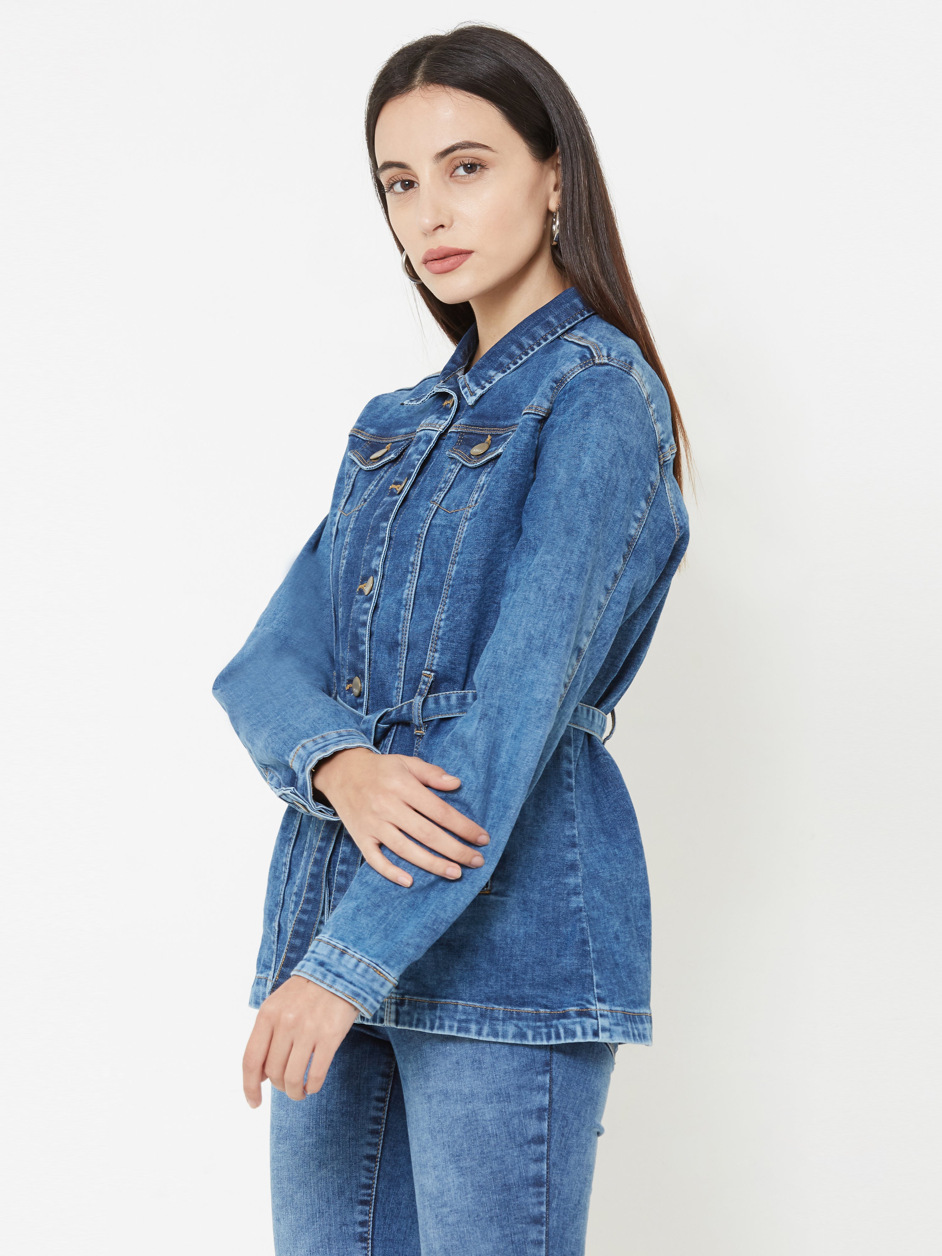 Women Blue Slim Jackets